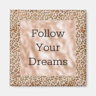 Peach Cream Brown Leopard Skriv ut Magnet