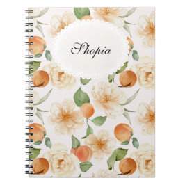Peach & Cream Floral Elegant Notebook Cover Design Anteckningsbok
