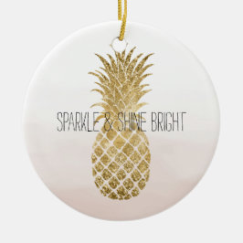 Peach Cream Glitter Glitzy Pineapple Gnistra       Julgransprydnad Keramik