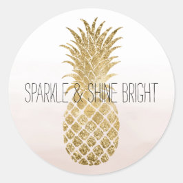 Peach Cream Glitter Glitzy Pineapple Gnistra Runt Klistermärke