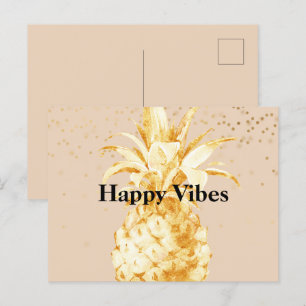 Peach Cream Gult Guld Pineapple Vykort