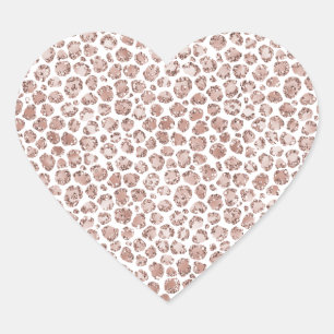 Peach Cream  Leopard Skriv ut Glitter         Hjärtformat Klistermärke