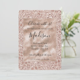 Peach Cream Leopard Skriv ut Glitter Inbjudningar
