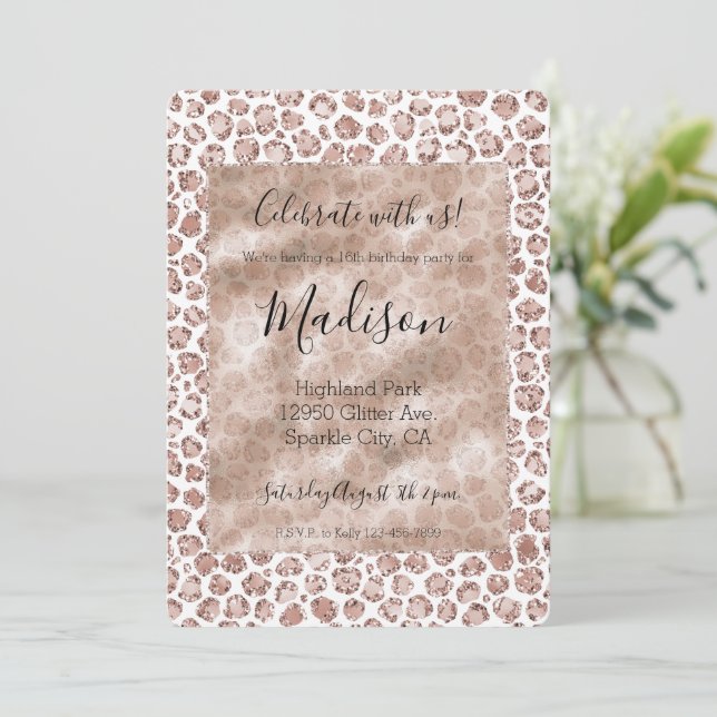 Peach Cream  Leopard Skriv ut Glitter Inbjudningar (Stående Fram)