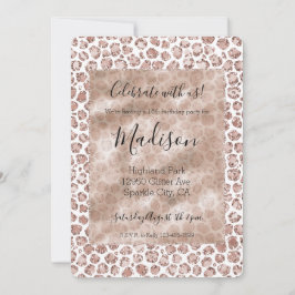 Peach Cream  Leopard Skriv ut Glitter Inbjudningar