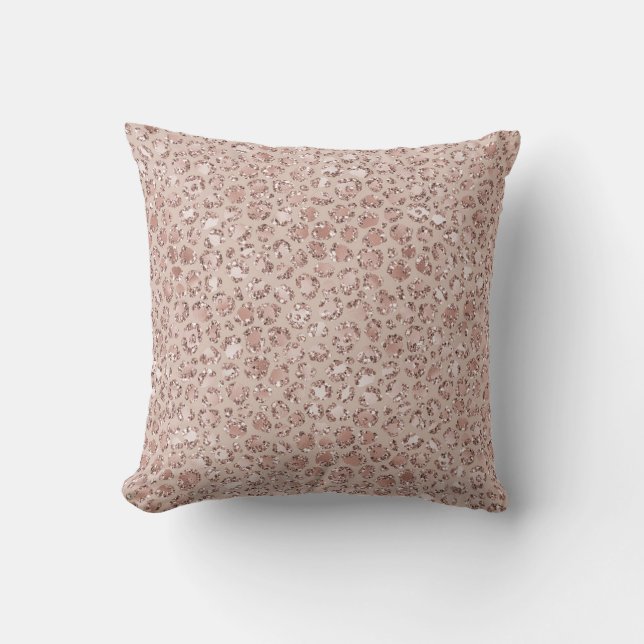 Peach Cream  Leopard Skriv ut Glitter            Kudde (Framsida)