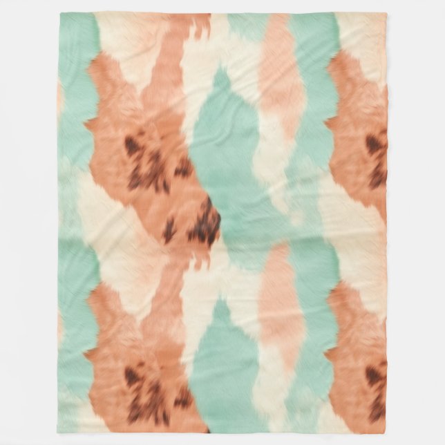 Peach Cream Mint Cowgirl Cowhide Fleecefilt (Framsidan)