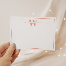 Peach Cream Modern Monogram Couple Stationery Anteckningskort