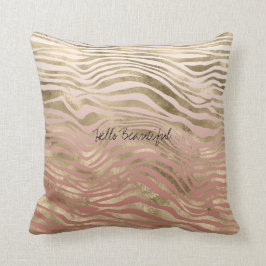 Peach Cream Ombre Guld Glitter Zebra tryck Kudde