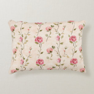 Peach Cream Rosa ros Blommigt Prydnadskudde