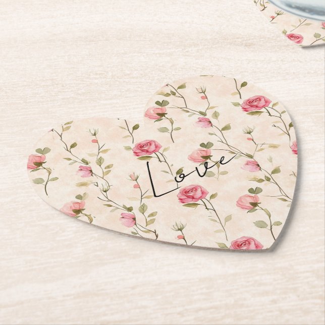 Peach Cream Rosa ros Blommigt Underlägg Papper (Vinklad)