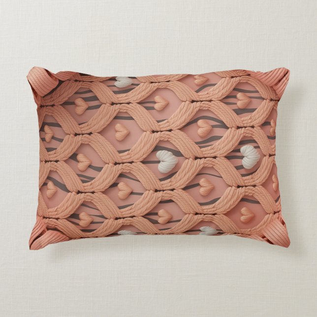 Peach Crochet Tiger Pattern Pillow Cover  Prydnadskudde (Framsidan)