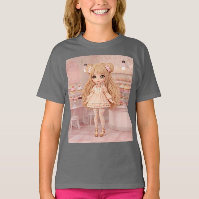 Peach Cupkaka Kawaii Doll T Shirt (Framsida)