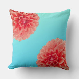 Peach Dahlia & Aqua Blue Kudde