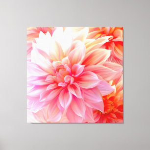 Peach Dahlia Blommar Canvastryck