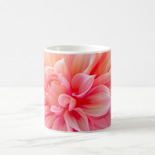 Peach Dahlia Blommar Kaffemugg