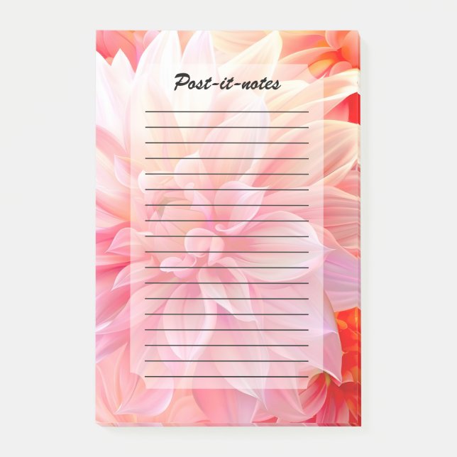 Peach  Dahlia Blommar Post-it Block (Framsida)