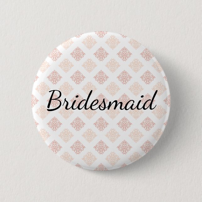 Peach  Damask Bridesmaid Knapp (Framsida)