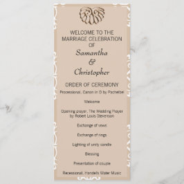 Peach Damask Wedding Program