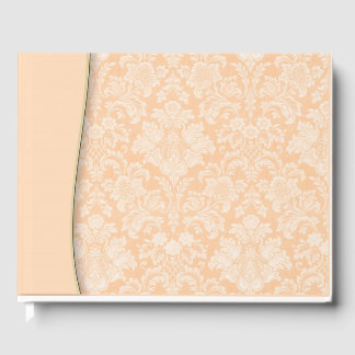 Peach Damask Wedor eller Shower Guestbook bärbar d Gästböcker