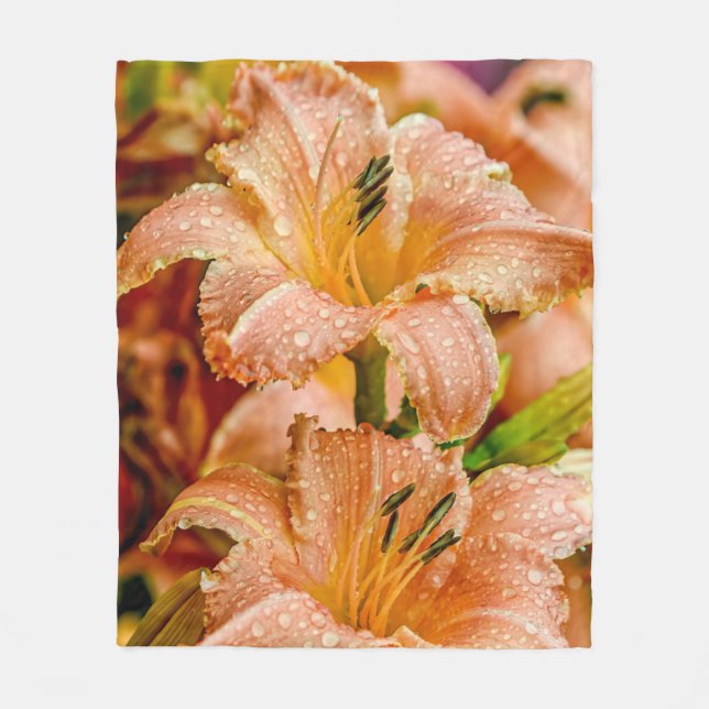 Peach Daylily Fleecefilt (Framsidan)