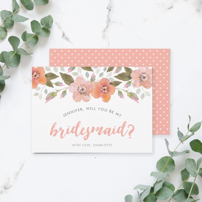 Peach delikat Blommigt blir du min bridessa Inbjudningar (Skapare uppladdad)