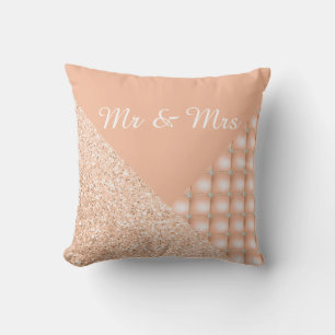 PEACH DIAMOND HEART GLITTER CUSHION RING PILLOW KUDDE