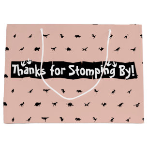 Peach Dinosaur Party Bags: Black Dino Print