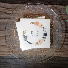 Peach & Dusty Blue Botanical Garden Möhippa Pappersservett