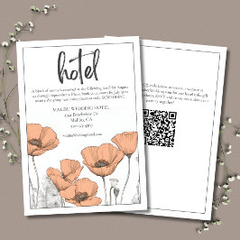 Peach Elegant Blommigt Poppies Bröllop Hotel Tilläggskort