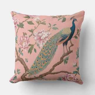 Peach elegant retro stylish pattern Throw Pillow Kudde
