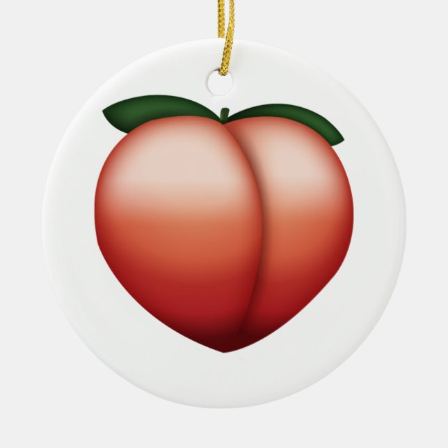 Peach - Emoji Julgransprydnad Keramik (Framsidan)