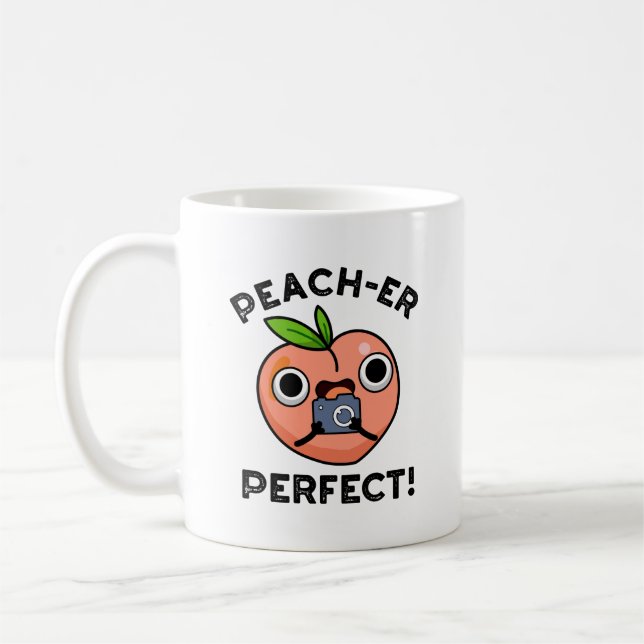 Peach-er-Perfekt Funny Peach Pun Kaffemugg (Vänster)