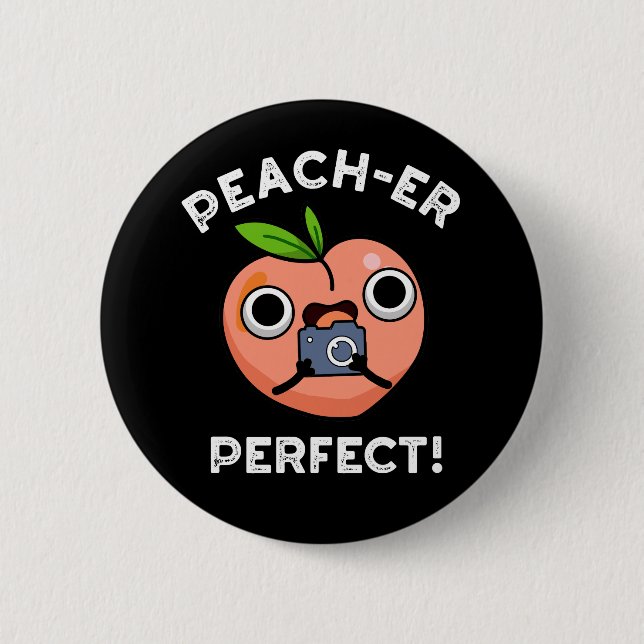 Peach-er-Perfekt Funny Peach Pun-Mörk BG Knapp (Framsida)
