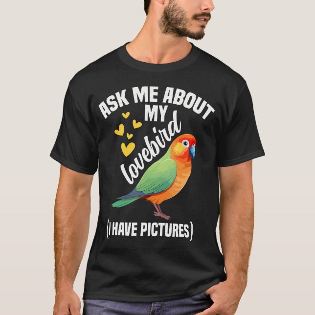 Peach Faced Lovebird Ask Me Bird Lover Black Maske T Shirt (Framsida)