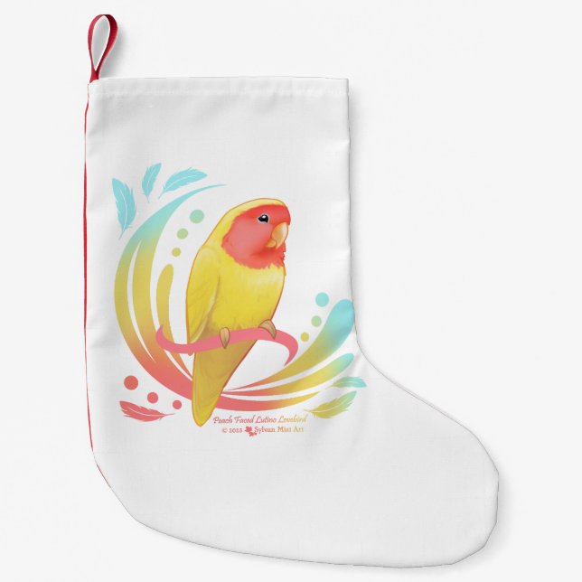 Peach Faced Lutino Lovebird Liten Julstrumpa (Framsidan)