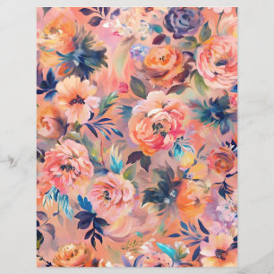 Peach färg pastel blommigt scrapbook papper