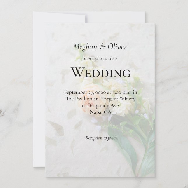 Peach-färgad bukett med rosor-inbjudan inbjudningar (Framsida)