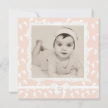 Peach Färgad Flicka Birth Notice of