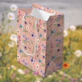 Peach Feminine Watercolor Wildblomma Mönster