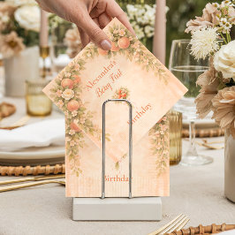 Peach Floral 1st Birthday Pappersservett