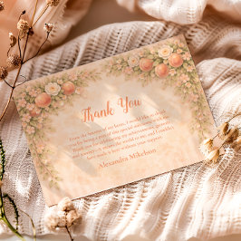 Peach Floral Garden First Birthday 1st Birthday Tack Kort