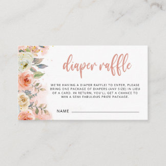 Peach Floral Girl's Diaper Raffle-höljeskort Tilläggskort