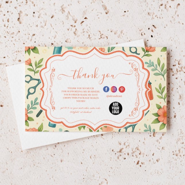 Peach Floral Hair Stylist Business Tack Kort (Skapare uppladdad)