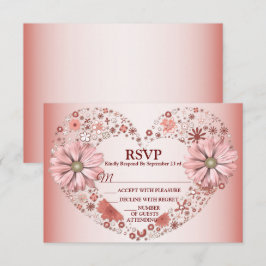 Peach Floral Heart Modern Party OSA Kort
