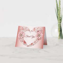 Peach Floral Heart Modern Tack Kort