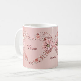 Peach Floral Heart Modern wedding Gift Kaffemugg