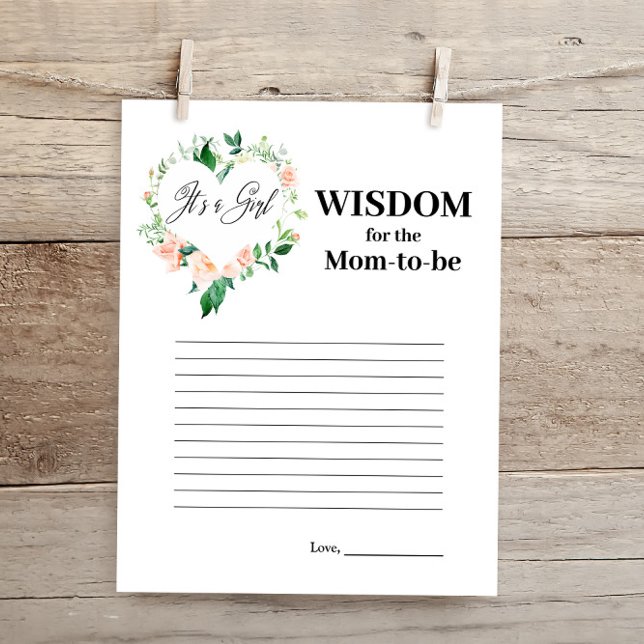 Peach Floral It's a Girl Prayers for Baby Card (Skapare uppladdad)