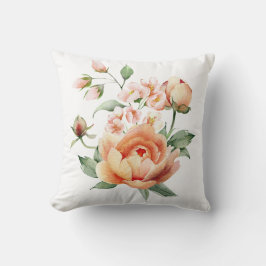 Peach Floral Watercolor Throw Pillow Cover Kudde