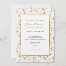 Peach Floral Wedding Inbjudningar